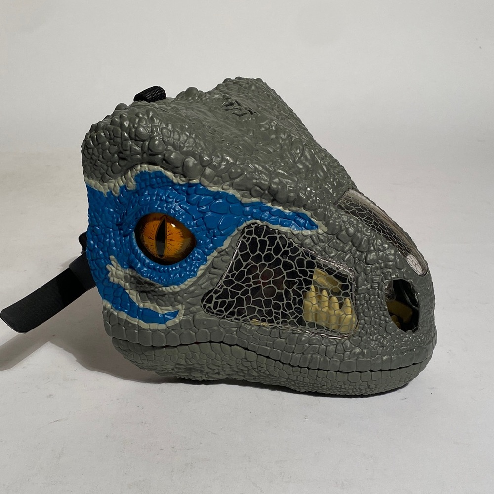 Jurassic Park BLUE The Raptor Movable Mask that ROARS! Velociraptor Costume OS